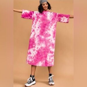DRESSED IN LALA Pink Tie-Dye T-Shirt Dress oversized baggy funky